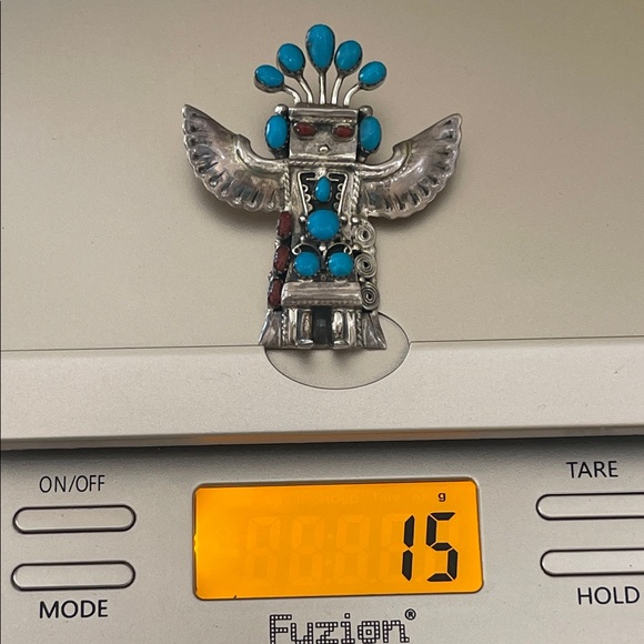 native American sterling Silver and Turquoise Kachina pendant - Picture 10 of 10
